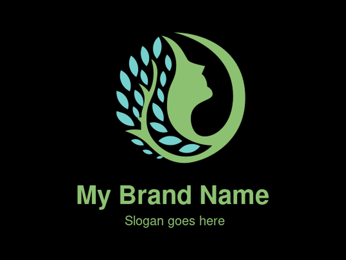 Woman's Face and Leaf Logo for Wellness, Beauty, and Natural Health Brands